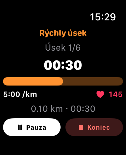 Rýchly úsek: čas, tempo a tep na Apple Watch